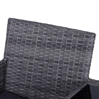 Outsunny 2-Seater PE Rattan Outdoor Garden Bench w/ Centre Table Grey 