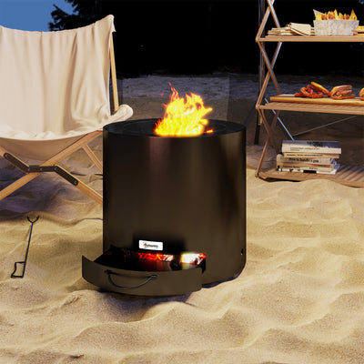 Outsunny Metal Wood-burning Fire Pit with Fire Poker - Black 