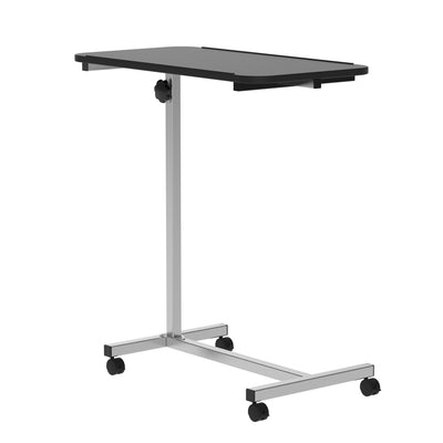 HOMCOM Height Adjustable Over Bed Table with Wheels, C Shaped Laptop Desk, Portable Hospital Bed Table for Living Room, Bedroom, Black 