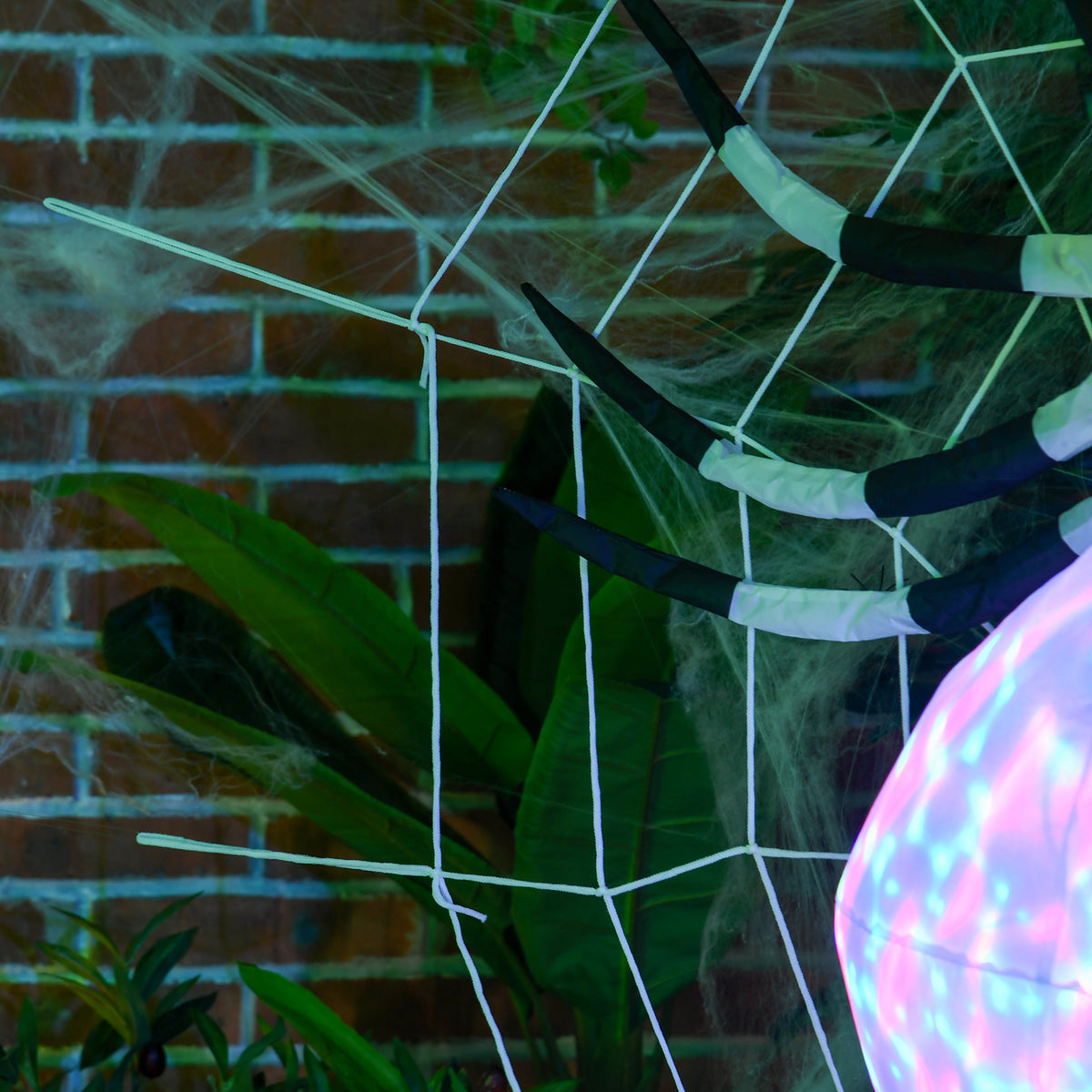HOMCOM 5FT Long Halloween Inflatable Spider, Hanging Giant Spider with Colourful LED Light, Blow-Up Outdoor LED Garden Display for Lawn, Party 