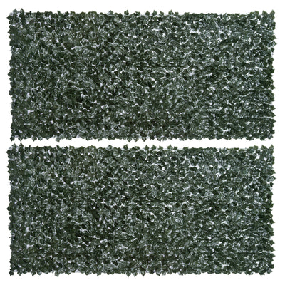 Outsunny 2-Piece Artificial Leaf Hedge Screen Privacy Fence Panel for Garden Outdoor Indoor Decor, Dark Green, 3M x 1.5M 