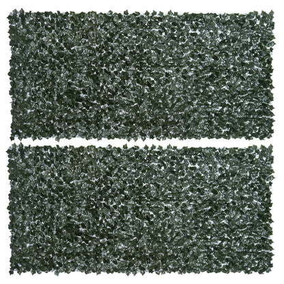 Outsunny 2-Piece Artificial Leaf Hedge Screen Privacy Fence Panel for Garden Outdoor Indoor Decor, Dark Green, 3M x 1.5M 