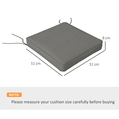 Outsunny 4-Piece Seat Cushions Pillow Replacement, Patio Chair Cushions Set with Ties for Indoor Outdoor, Charcoal Grey 