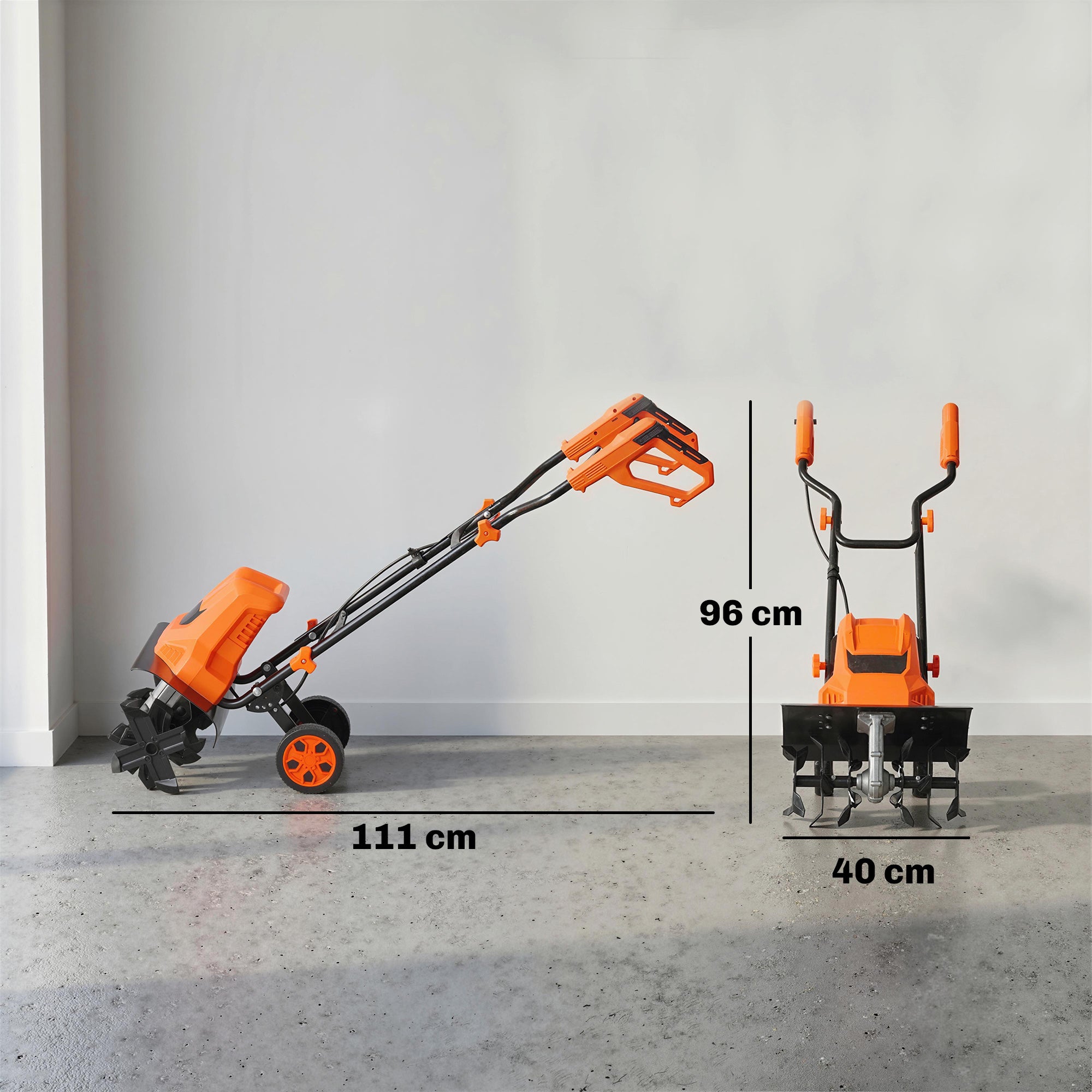 Outsunny 1500W Electric Garden Tiller w/Foldable Handle, 40cm Working Width, 20cm Tilling Depth, 6 Blades, 2 Adjustable Wheels 