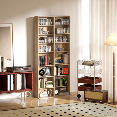 HOMCOM 640 CD Storage Tower - Nature Wood Finish 
