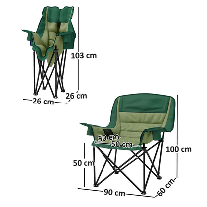 Outsunny Portable Padded Camping Chair, with Bag - Olive Green 