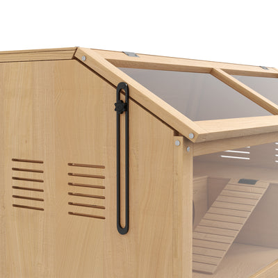 PawHut Hamster Cage, Wooden Small Animal Cage for Gerbils, Mice w/ Suspension Bridge, Openable Top, Hut, 85 x 45 x 44cm Nature 