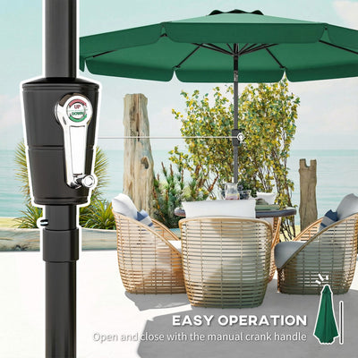 Outsunny 3 m Garden Parasol with Tilt Mechanism & Crank Handle, UPF 30+ Patio Umbrella Outdoor Table Umbrella, Green 