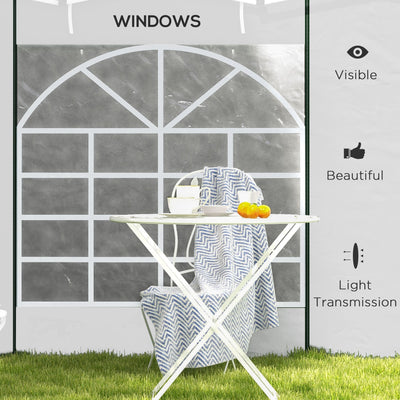 Outsunny Gazebo Side Panels, 2 Pack Sides Replacement, for 3x3(m) or 3x6m Pop Up Gazebo, with Windows and Doors, White 