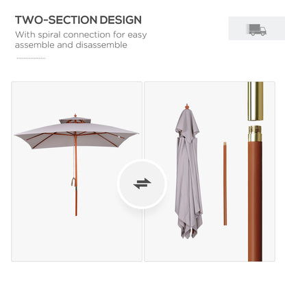 Outsunny 3 x 3 (m) Garden Umbrella, Large Parasol, Outdoor Sunshade Canopy with Double Tier, Grey 