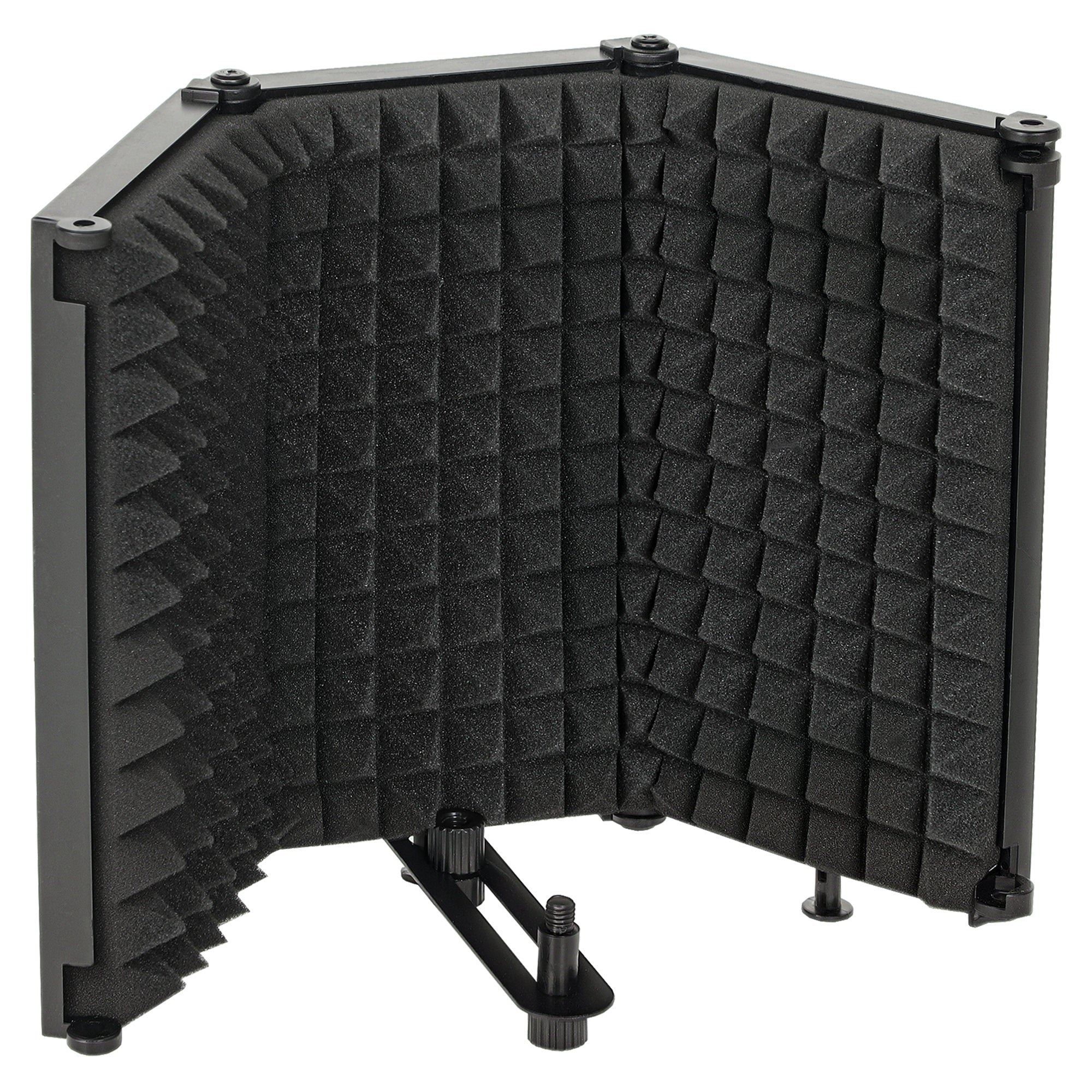 HOMCOM Studio Microphone Isolation Shield, Foldable Adjustable Recording Studio Equipment, 3-Panel High Density Absorbent Foam Shield with 3/8" Threaded Mount, Black 