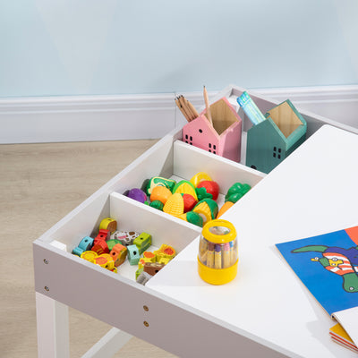 HOMCOM Kids Table and Chair Set, with Storage Space - Grey 