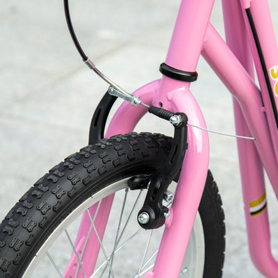HOMCOM Kids Scooter, Teen Kick Scooter with Rubber Wheels, 16" Front Wheel, Height Adjustable Handlebar, Dual Brakes, Kick Stand, for 5+ Years, Pink 