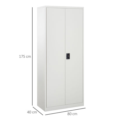 Vinsetto Cool Rolled Steel Tall Office Lockable Filing Cabinet 2 Doors 4 Internal Adjustable Shelves Bookcase Cabinet Storage Unit 80 L x 40 W x 184 cm 