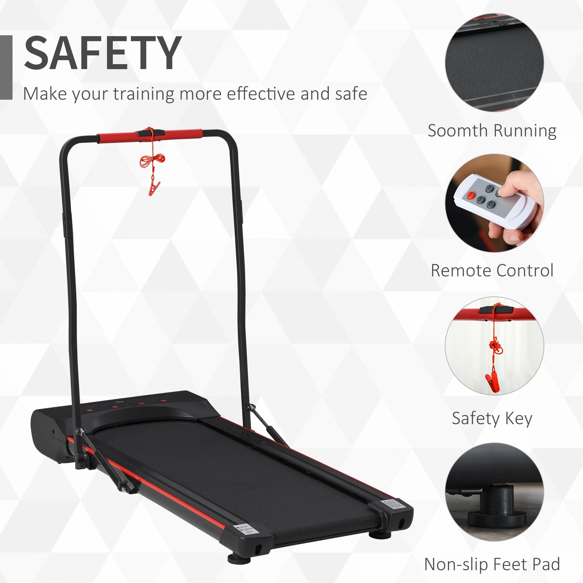 HOMCOM Foldable Walking Machine Treadmill 1-6km/h with LED Display & Remote Control Exercise Fitness for Home Office 