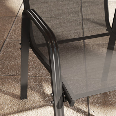 Outsunny Set of Four Stackable Mesh Seat Chairs - Black 