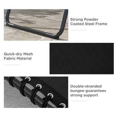 Outsunny Set of Two Folding Sun Loungers, with Four-Position Backs - Black 