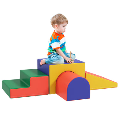 HOMCOM 4-Piece Soft Play Set for Toddlers 1-3 Years, Red 