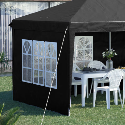 Outsunny 3 x 6m Pop-Up Gazebo, with Removable Walls - Black 