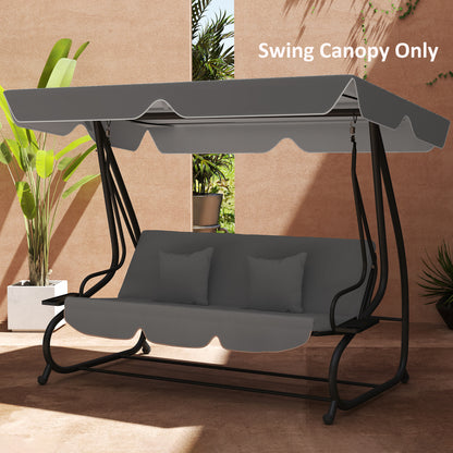 Outsunny Garden Swing Canopy Replacement 3 Seater, Waterproof Garden Swing Seat Canopy Cover, Windproof Anti-UV Sun Shade (Canopy Only) for Patio, Balcony, Dark Grey 