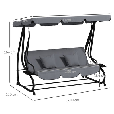 Outsunny Three-Person garden Swing Chair, with Adjustable Canopy - Light Brown 