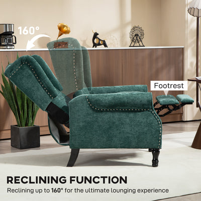 HOMCOM 150° Reclining Vintage Armchair, with footrest - Dark Green 