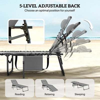 Outsunny Five-Position Reclining Sun Loungers Set of 2 - Grey 