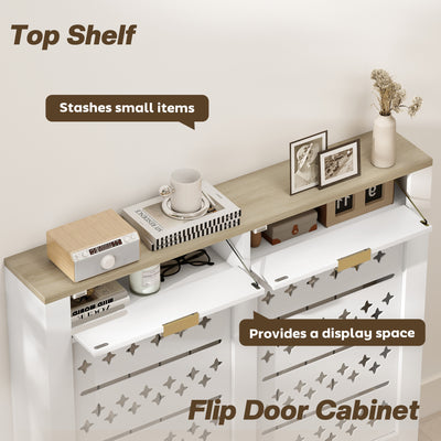 HOMCOM 108 x 19 cm Minimal Radiator Cover, with 2 Drawers - White 