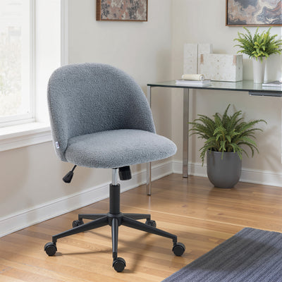 HOMCOM Teddy Fleece Office Chair with Wheels - Grey 
