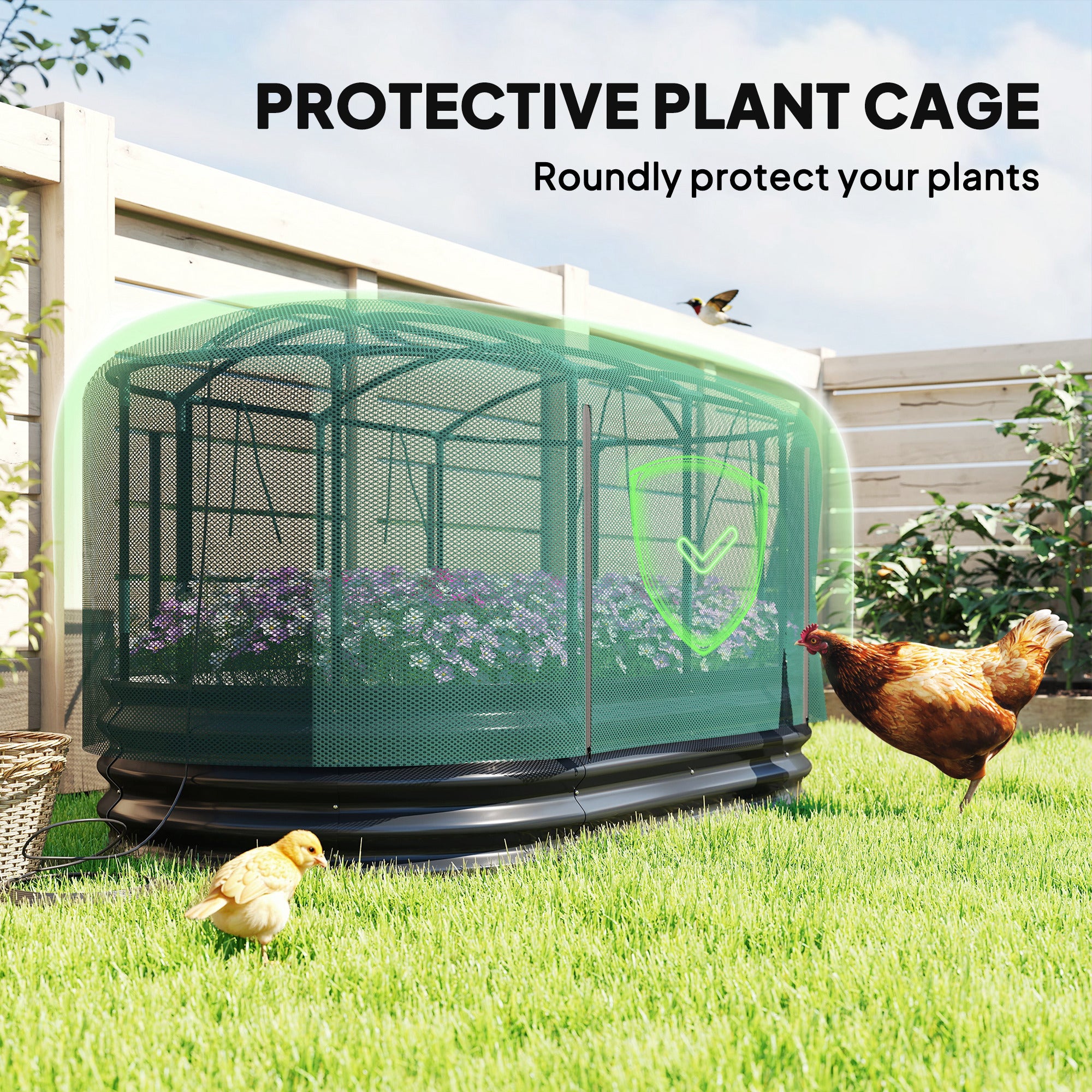 Outsunny Galvanised Raised Garden Bed Kit with Self Watering System and Mesh Cover, Garden Boxes, 6x3Ft, Dark Grey and Green 