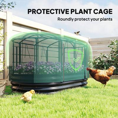 Outsunny Galvanised Raised Garden Bed Kit with Self Watering System and Mesh Cover, Garden Boxes, 6x3Ft, Dark Grey and Green 
