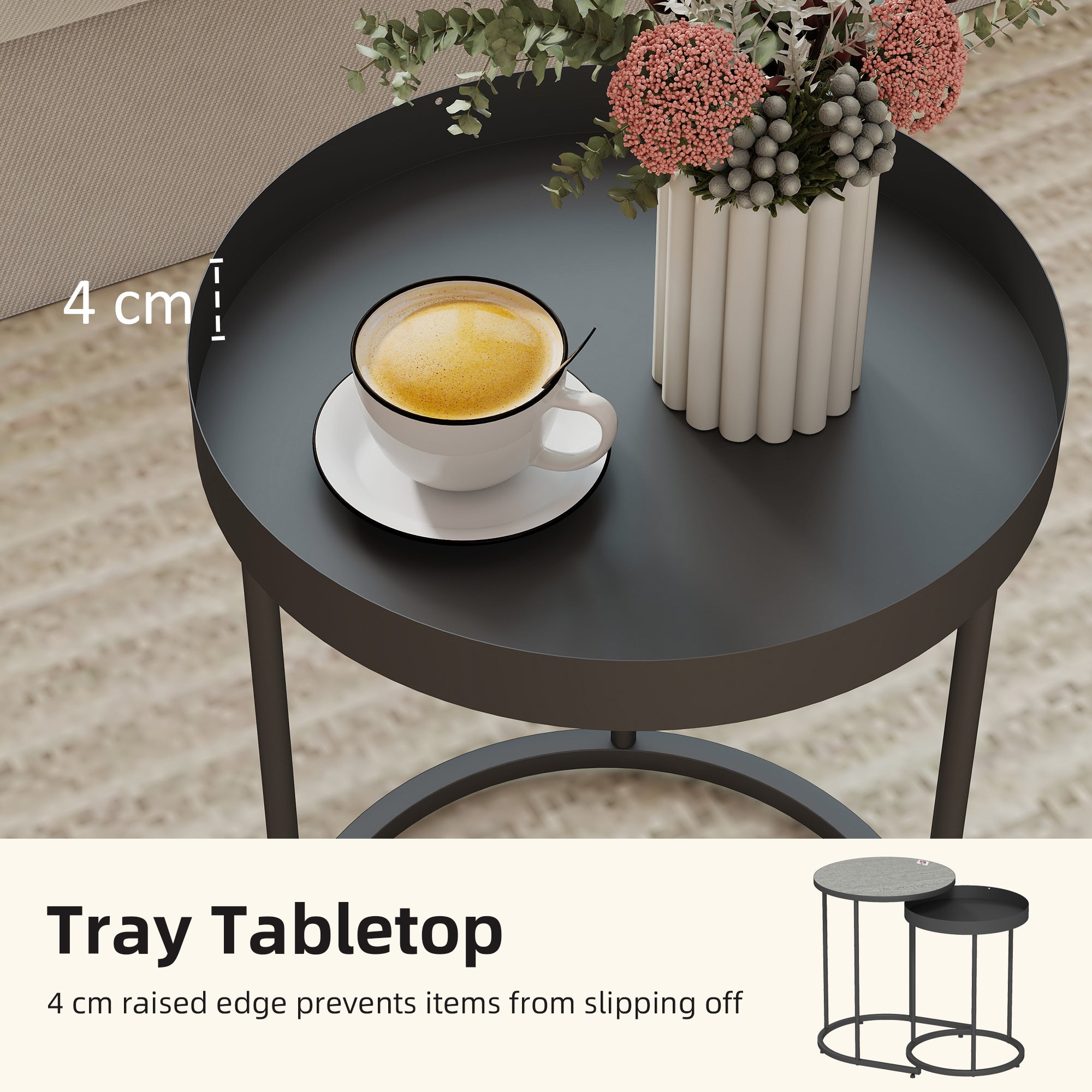 HOMCOM Set of Two Industrial Nesting Tables - Grey 