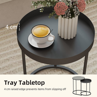 HOMCOM Set of Two Industrial Nesting Tables - Grey 