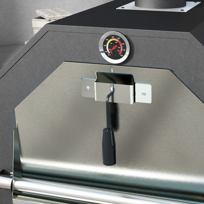 Outsunny Steel 3-Tier Outdoor Pizza Oven Charcoal BBQ Grill, Black 
