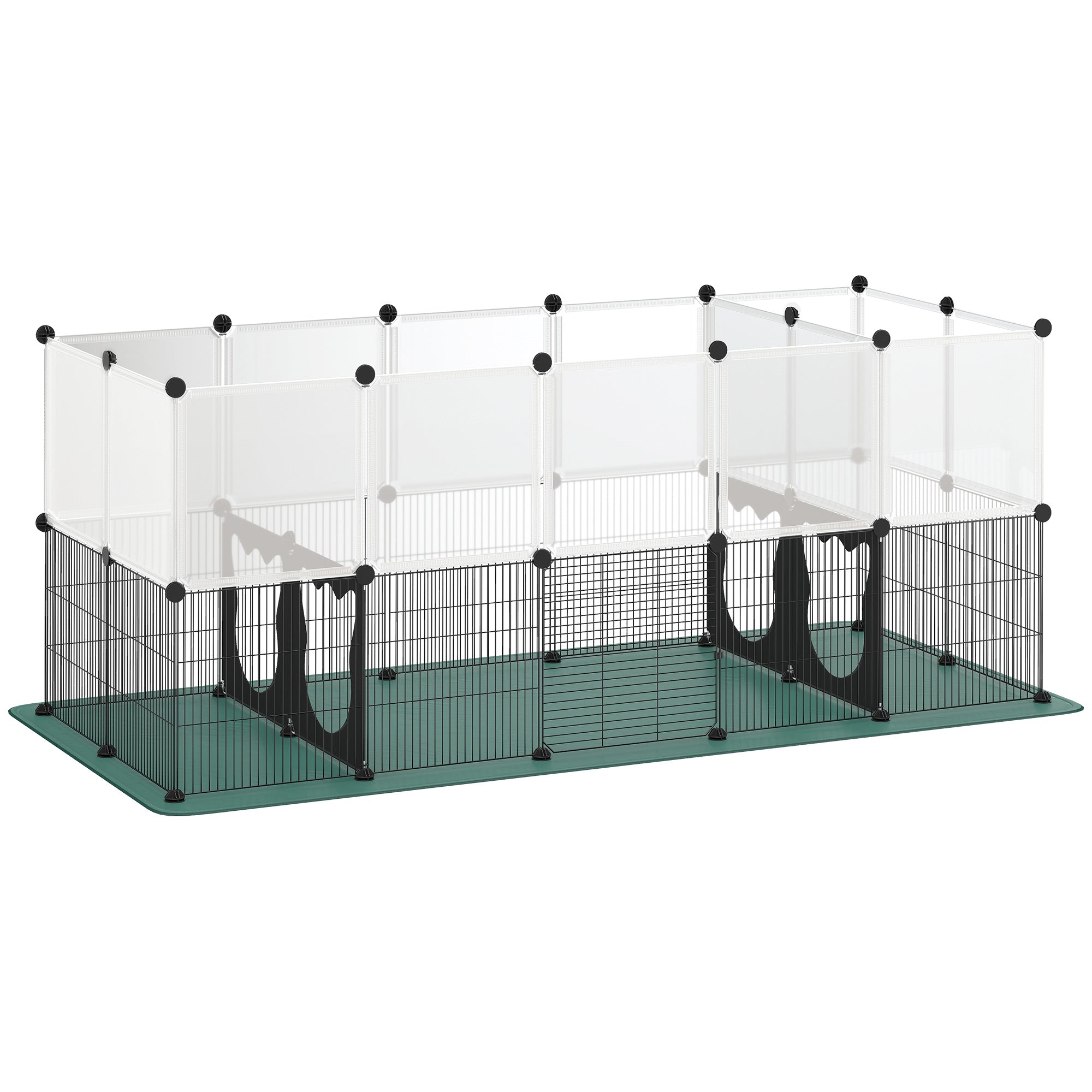 PawHut Pet Playpen with Waterproof Mat, DIY Small Animal Enclosure 34 Panels, Indoor/Outdoor Metal Pet Fence for Guinea Pigs 