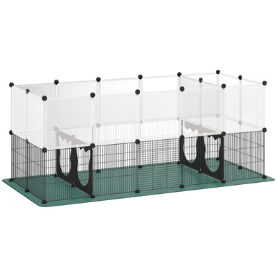 PawHut Pet Playpen with Waterproof Mat, DIY Small Animal Enclosure 34 Panels, Indoor/Outdoor Metal Pet Fence for Guinea Pigs 