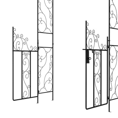 Outsunny Outdoor Garden Arch with Double Gates, Metal Garden Arbor for Climbing Plants, Roses, Vines, Wedding Arch for Outdoor, 125L x 38W x 227H cm, Black 