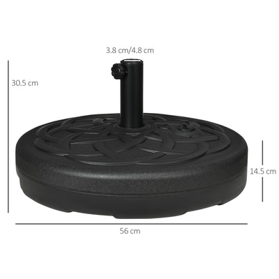Outsunny Garden Parasol Base Holder, Outdoor Market Umbrella Stand Weight with Built-In Handle, 25kg Water or 35kg Sand Filled, Black 