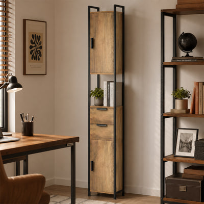 HOMCOM Freestanding Bathroom Cabinet, Tall Bathroom Storage Cabinet with Drawers and Shelves, Linen Storage, Brown