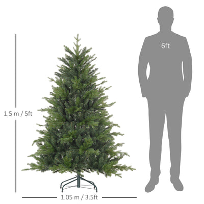 HOMCOM 5ft Bare Artificial Christmas Tree, with 1309 Tips - Green 