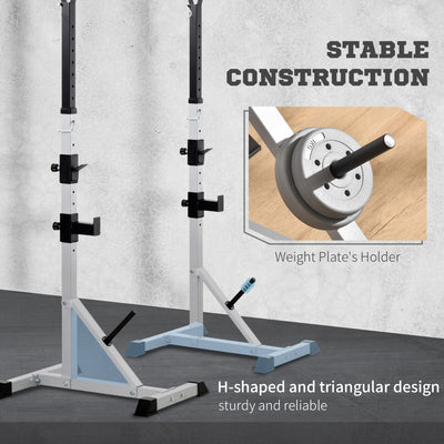 HOMCOM Weights Bar Barbell Rack Squat Stand Adjustable Portable Weight Lifting Max Load 200kg, Suitable For Home Gym Training Work Out 