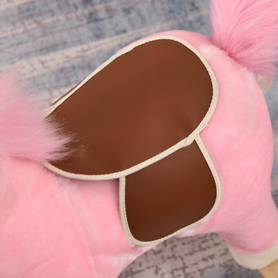 HOMCOM Kids Plush Rocking Horse w/ Sound Moving Mouth Wagging Tail Children Rocker Ride On Toy Gift 3-6 Years Pink 