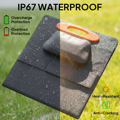 HOMCOM 100W Portable Solar Panel, Foldable Solar Charger with USB-A & USB-C Fast Charging Output, IP67 Waterproof for Mobile Phone Power Bank Flashlight Fans Camping Backpacking Hiking 