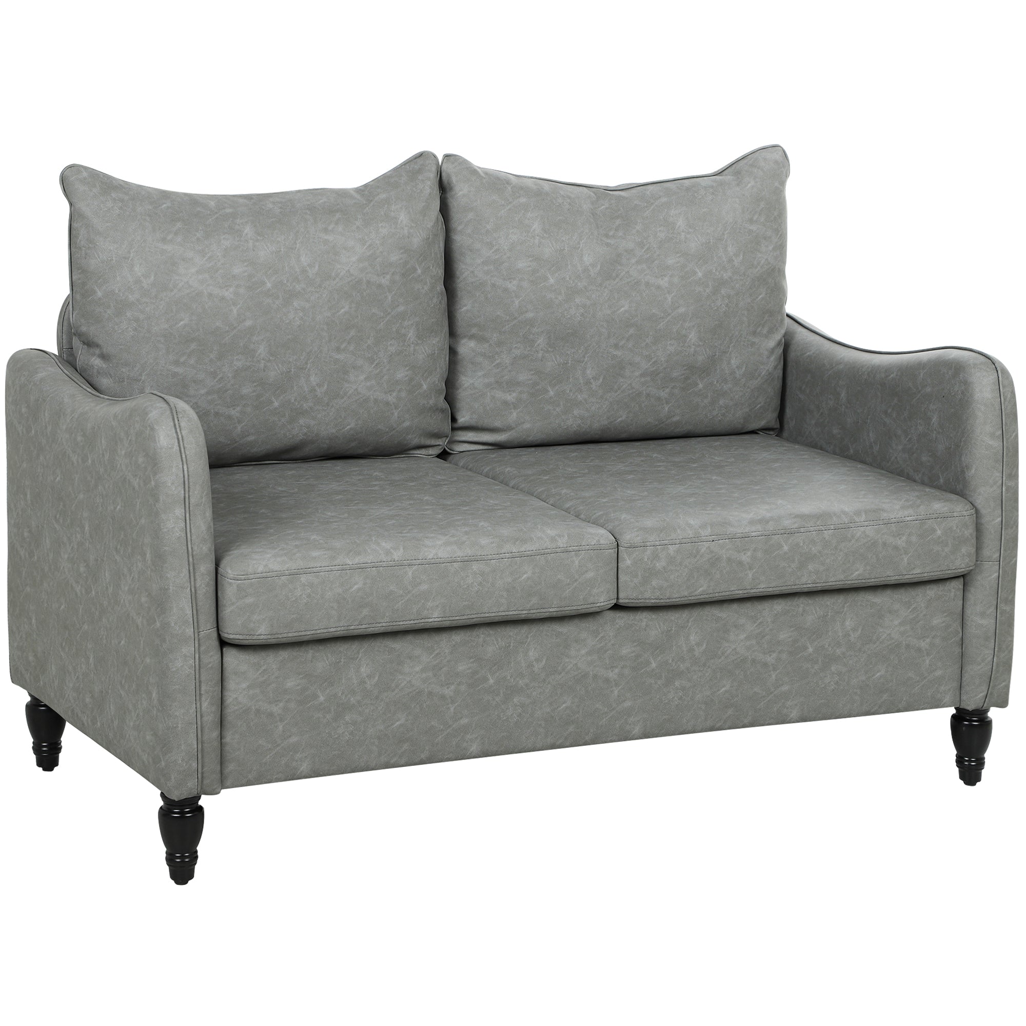 HOMCOM Faux Leather Marble-Effect Two-Seater Sofa - Grey