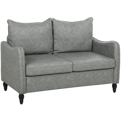 HOMCOM Faux Leather Marble-Effect Two-Seater Sofa - Grey 