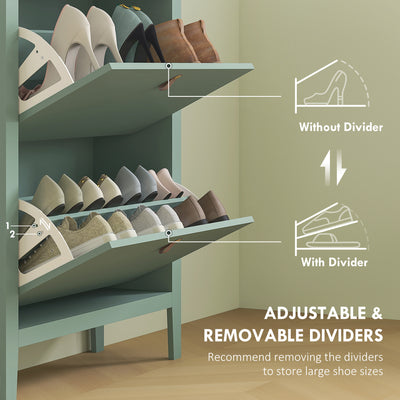 HOMCOM Modern Two-Drawer Shoe Cabinet - Green 