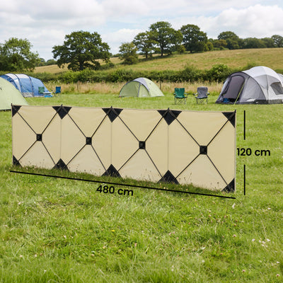 Outsunny Camping Windbreak Pop Up Windbreaker Blocker with Ropes Pegs for Beach Caravan Outdoor 480 x 120 cm 
