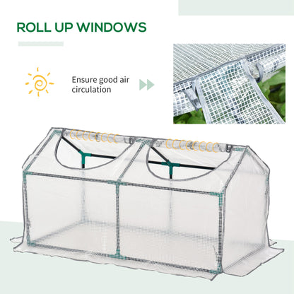 Outsunny Mini Greenhouse Portable Flower Planter Tomato Vegetable House for Garden Backyard with Zipper 120 x 60 x 60 cm, White 