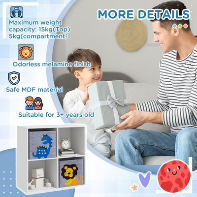 ZONEKIZ Kids Toy Box with Two Non-Woven Fabric Drawers, 61.8 x 29.9 x 61.8cm - White 