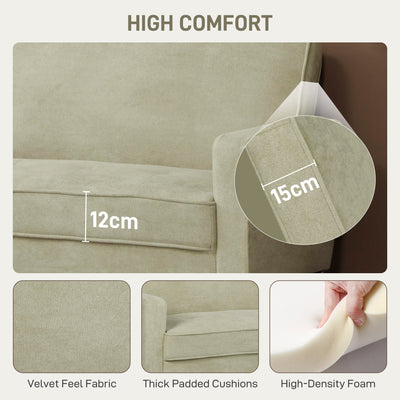 HOMCOM Two-Seater Velvet-Feel Sofa - Beige 